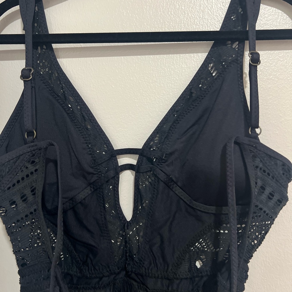 BECCA Black Crochet One-Piece Swimsuit - Picture 6 of 15